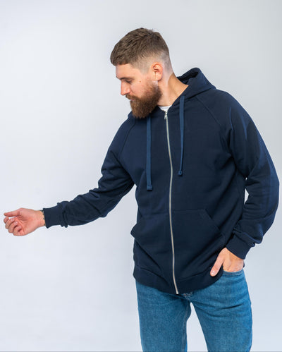 Чоловіче синє худі на блискавці