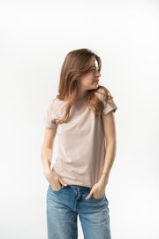 Жіноча темно-бежева базова футболка