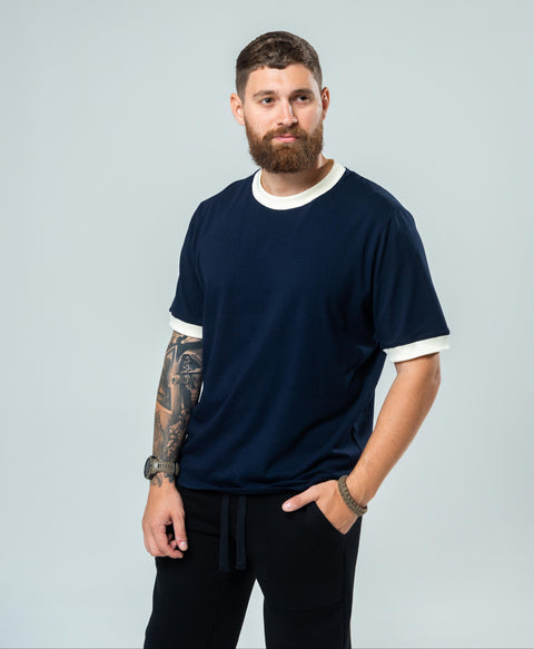 Чоловіча синя футболка вільного крою "French Riviera"