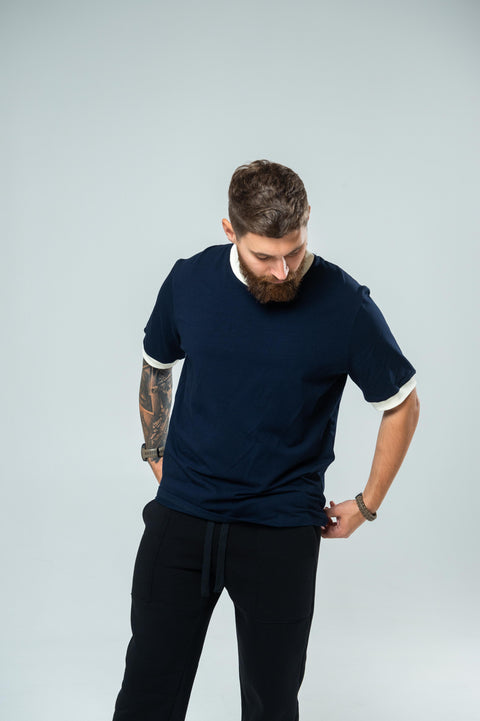 Чоловіча синя футболка вільного крою "French Riviera"