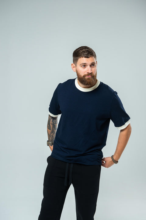 Чоловіча синя футболка вільного крою "French Riviera"