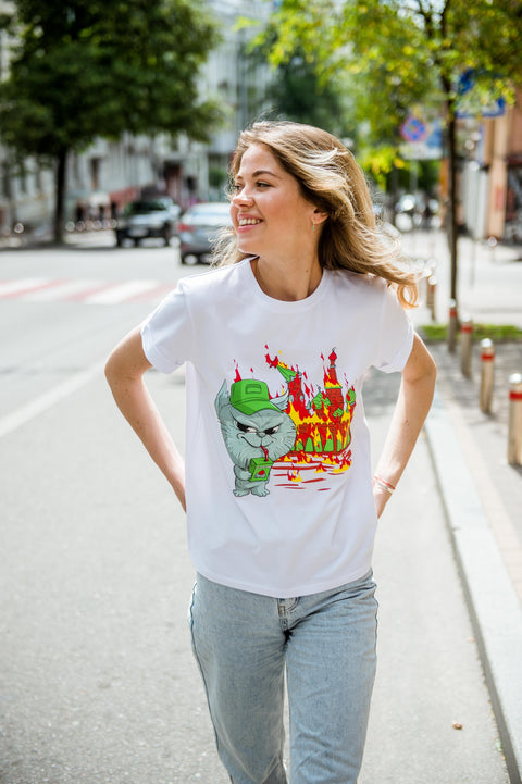 Жіноча футболка "Кіт Едді", серія "Палаючий кремль"